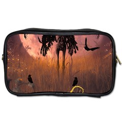 Halloween Design With Scarecrow, Crow And Pumpkin Toiletries Bags 2-side by FantasyWorld7