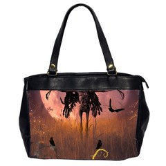 Halloween Design With Scarecrow, Crow And Pumpkin Office Handbags (2 Sides)  by FantasyWorld7