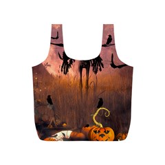 Halloween Design With Scarecrow, Crow And Pumpkin Full Print Recycle Bags (s)  by FantasyWorld7