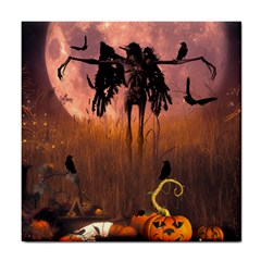 Halloween Design With Scarecrow, Crow And Pumpkin Tile Coasters by FantasyWorld7