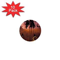 Halloween Design With Scarecrow, Crow And Pumpkin 1  Mini Buttons (10 pack) 