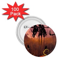 Halloween Design With Scarecrow, Crow And Pumpkin 1.75  Buttons (100 pack) 