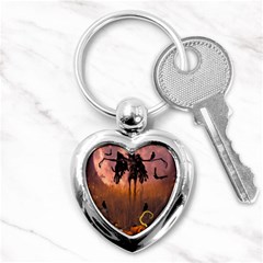 Halloween Design With Scarecrow, Crow And Pumpkin Key Chains (heart)  by FantasyWorld7