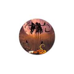 Halloween Design With Scarecrow, Crow And Pumpkin Golf Ball Marker