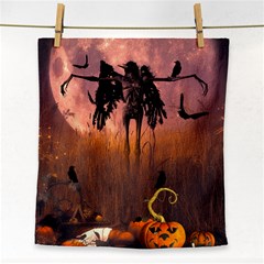 Halloween Design With Scarecrow, Crow And Pumpkin Face Towel