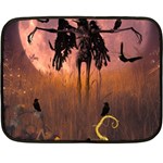 Halloween Design With Scarecrow, Crow And Pumpkin Double Sided Fleece Blanket (Mini)  35 x27  Blanket Front