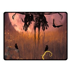 Halloween Design With Scarecrow, Crow And Pumpkin Fleece Blanket (small) by FantasyWorld7