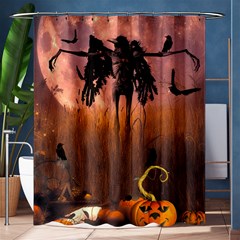 Halloween Design With Scarecrow, Crow And Pumpkin Shower Curtain 60  x 72  (Medium) 