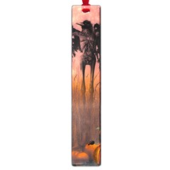 Halloween Design With Scarecrow, Crow And Pumpkin Large Book Marks by FantasyWorld7