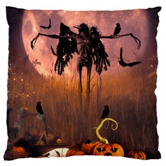 Halloween Design With Scarecrow, Crow And Pumpkin Standard Flano Cushion Case (two Sides) by FantasyWorld7