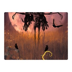 Halloween Design With Scarecrow, Crow And Pumpkin Double Sided Flano Blanket (Mini) 