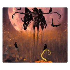 Halloween Design With Scarecrow, Crow And Pumpkin Double Sided Flano Blanket (Small) 