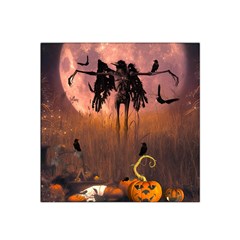 Halloween Design With Scarecrow, Crow And Pumpkin Satin Bandana Scarf by FantasyWorld7