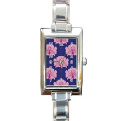 Beautiful Art Nouvea Floral Pattern Rectangle Italian Charm Watch by NouveauDesign