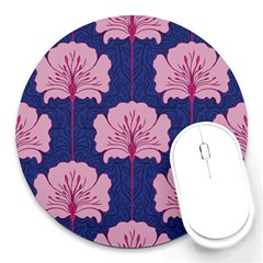 Beautiful Art Nouvea Floral Pattern Round Mousepads by NouveauDesign