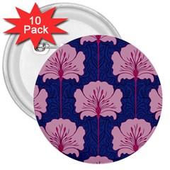 Beautiful Art Nouvea Floral Pattern 3  Buttons (10 Pack)  by NouveauDesign