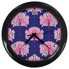 Beautiful Art Nouvea Floral Pattern Wall Clocks (black) by NouveauDesign