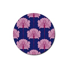 Beautiful Art Nouvea Floral Pattern Rubber Round Coaster (4 Pack)  by NouveauDesign