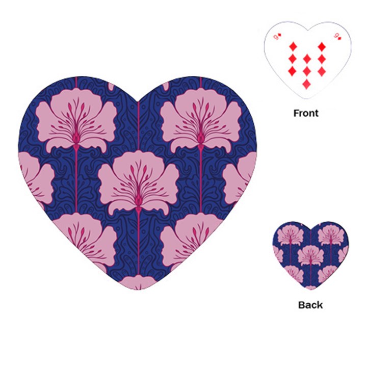 beautiful art nouvea floral pattern Playing Cards (Heart) 