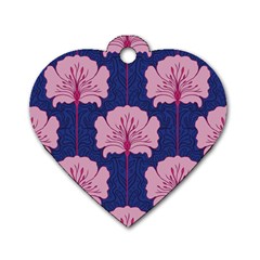 Beautiful Art Nouvea Floral Pattern Dog Tag Heart (one Side) by NouveauDesign