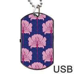 Beautiful Art Nouvea Floral Pattern Dog Tag Usb Flash (one Side) by NouveauDesign