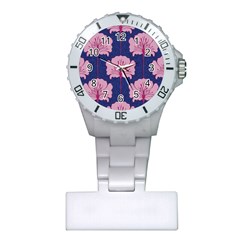 Beautiful Art Nouvea Floral Pattern Plastic Nurses Watch by NouveauDesign