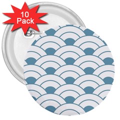 Art Deco Teal White 3  Buttons (10 Pack)  by NouveauDesign