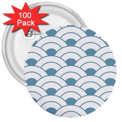 Art Deco Teal White 3  Buttons (100 Pack)  by NouveauDesign