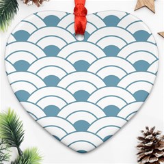 Art Deco Teal White Heart Ornament (two Sides) by NouveauDesign