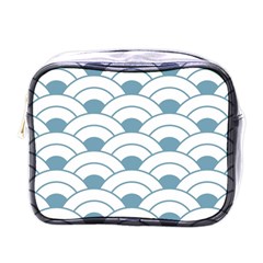 Art Deco Teal White Mini Toiletries Bags by NouveauDesign