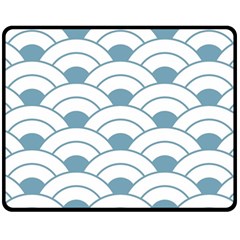 Art Deco Teal White Fleece Blanket (medium)  by NouveauDesign