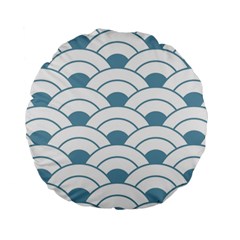 Art Deco Teal White Standard 15  Premium Round Cushions by NouveauDesign