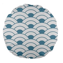 Art Deco Teal White Large 18  Premium Round Cushions by NouveauDesign