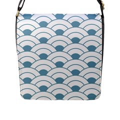 Art Deco Teal White Flap Messenger Bag (l)  by NouveauDesign