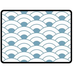 Art Deco Teal White Double Sided Fleece Blanket (large)  by NouveauDesign