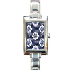 Shabby Chic Navy Blue Rectangle Italian Charm Watch by NouveauDesign