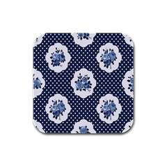 Shabby Chic Navy Blue Rubber Square Coaster (4 Pack)  by NouveauDesign