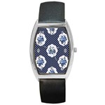 shabby chic navy blue Barrel Style Metal Watch Front