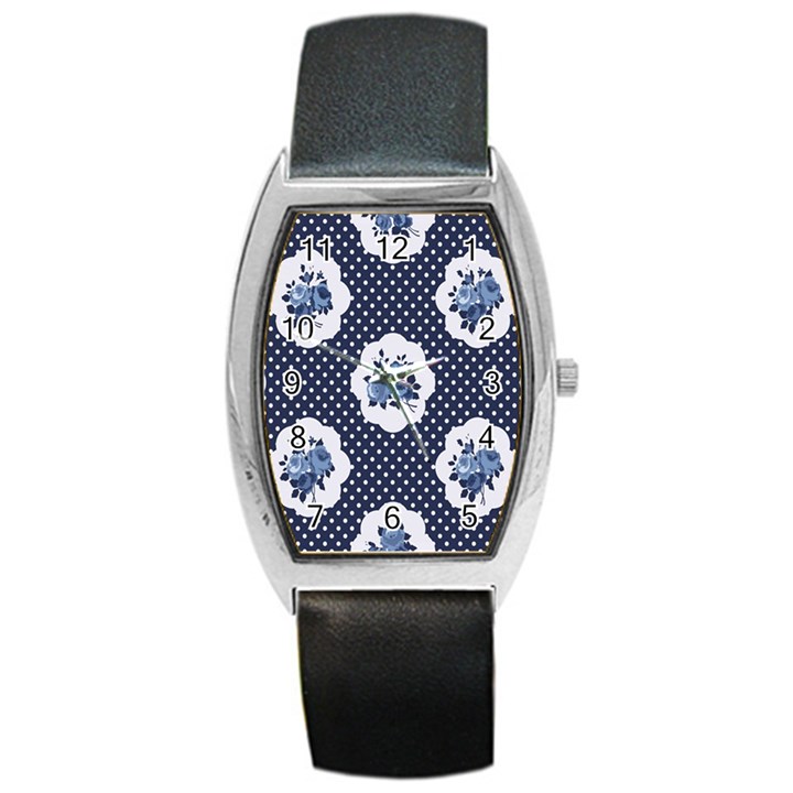 shabby chic navy blue Barrel Style Metal Watch