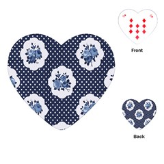 Shabby Chic Navy Blue Playing Cards (heart)  by NouveauDesign