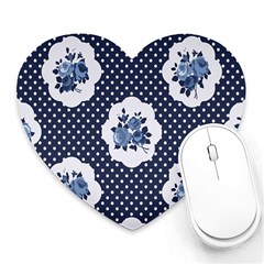 Shabby Chic Navy Blue Heart Mousepads by NouveauDesign