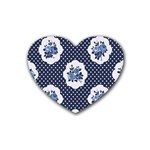 shabby chic navy blue Heart Coaster (4 pack)  Front