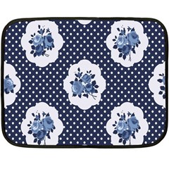 Shabby Chic Navy Blue Double Sided Fleece Blanket (mini)  by NouveauDesign