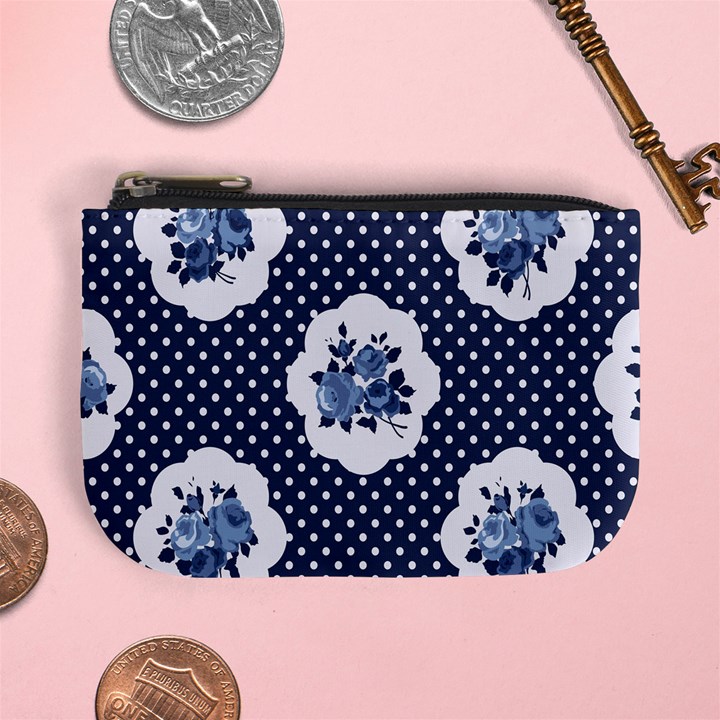 shabby chic navy blue Mini Coin Purses