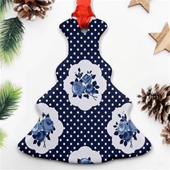 Shabby Chic Navy Blue Christmas Tree Ornament (two Sides) by NouveauDesign