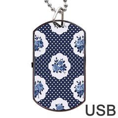 Shabby Chic Navy Blue Dog Tag Usb Flash (two Sides) by NouveauDesign