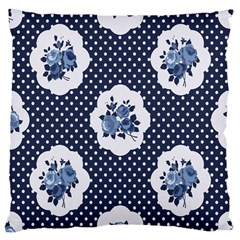 Shabby Chic Navy Blue Large Cushion Case (one Side) by NouveauDesign