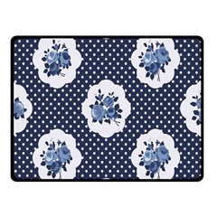 Shabby Chic Navy Blue Double Sided Fleece Blanket (small)  by NouveauDesign