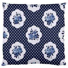 Shabby Chic Navy Blue Large Flano Cushion Case (one Side) by NouveauDesign