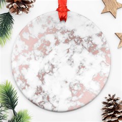 pure and beautiful white marple and rose gold, beautiful ,white marple, rose gold,elegnat,chic,modern,decorative, Ornament (Round)